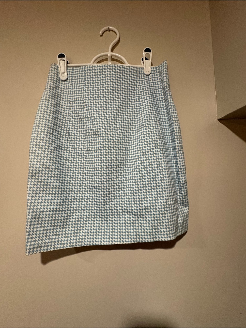 🌸 Elegance Women's Houndstooth Mini Skirt in Light Blue and White